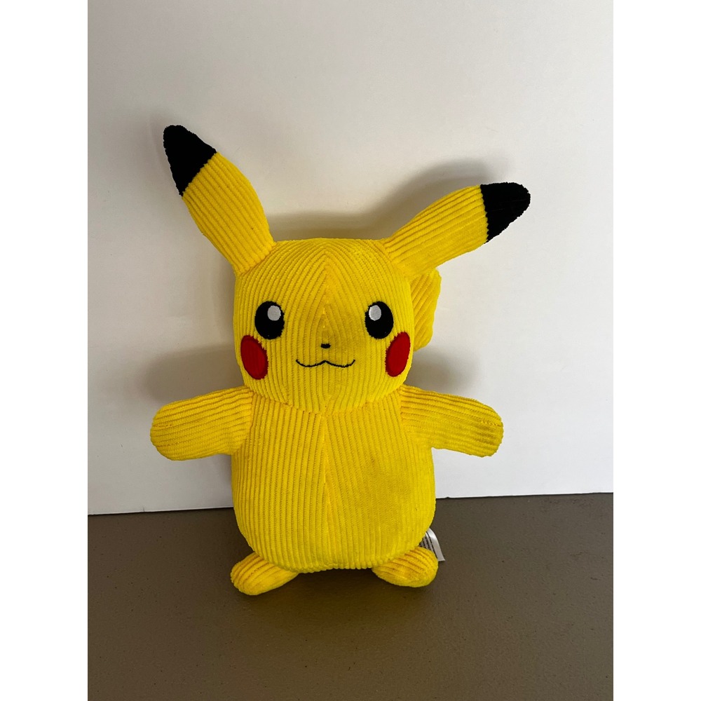 Pokemon Pikachu Plush Corduroy Yellow Stuffed Animal 2022 Nintendo 10 Inch